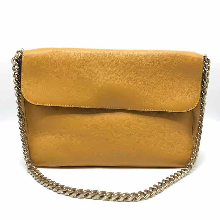 Celine Yellow Fold Over Leather Shoulder Bag