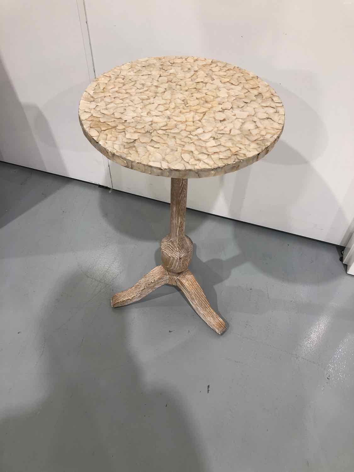 Century Furniture Cream Capiz Top Accent Table