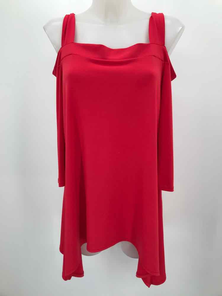 Cha Cha Vente Red Size XL Mid Sleeve Open Shoulder Blouse