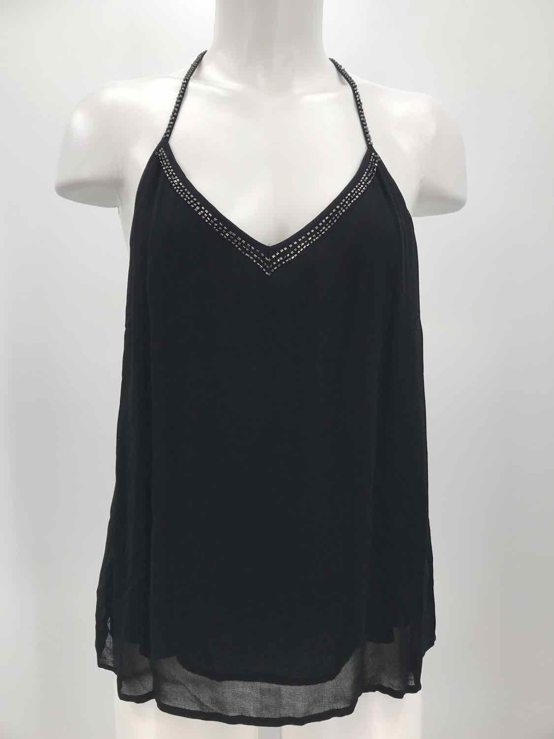 Chan Luu Black Size Medium Viscose Open Back Tank Top