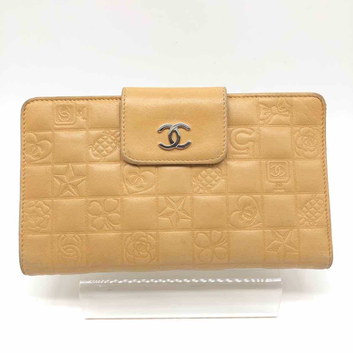 Chanel Tan Embossed Wallet Clasp Wallet