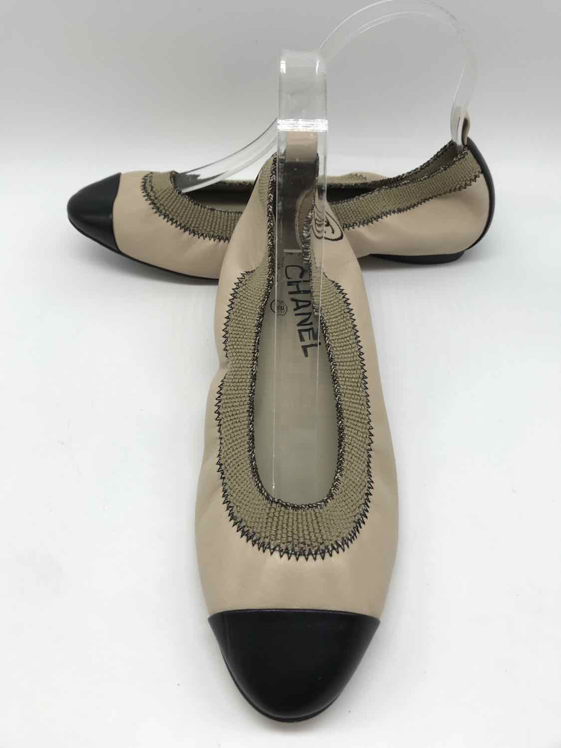 Chanel Tan Size 8 Ballet Flats