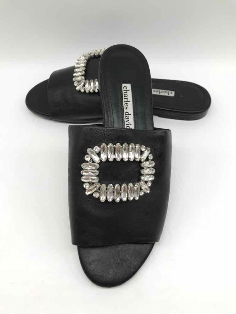 Charles David Black Size 7 Rhinestone Slip On