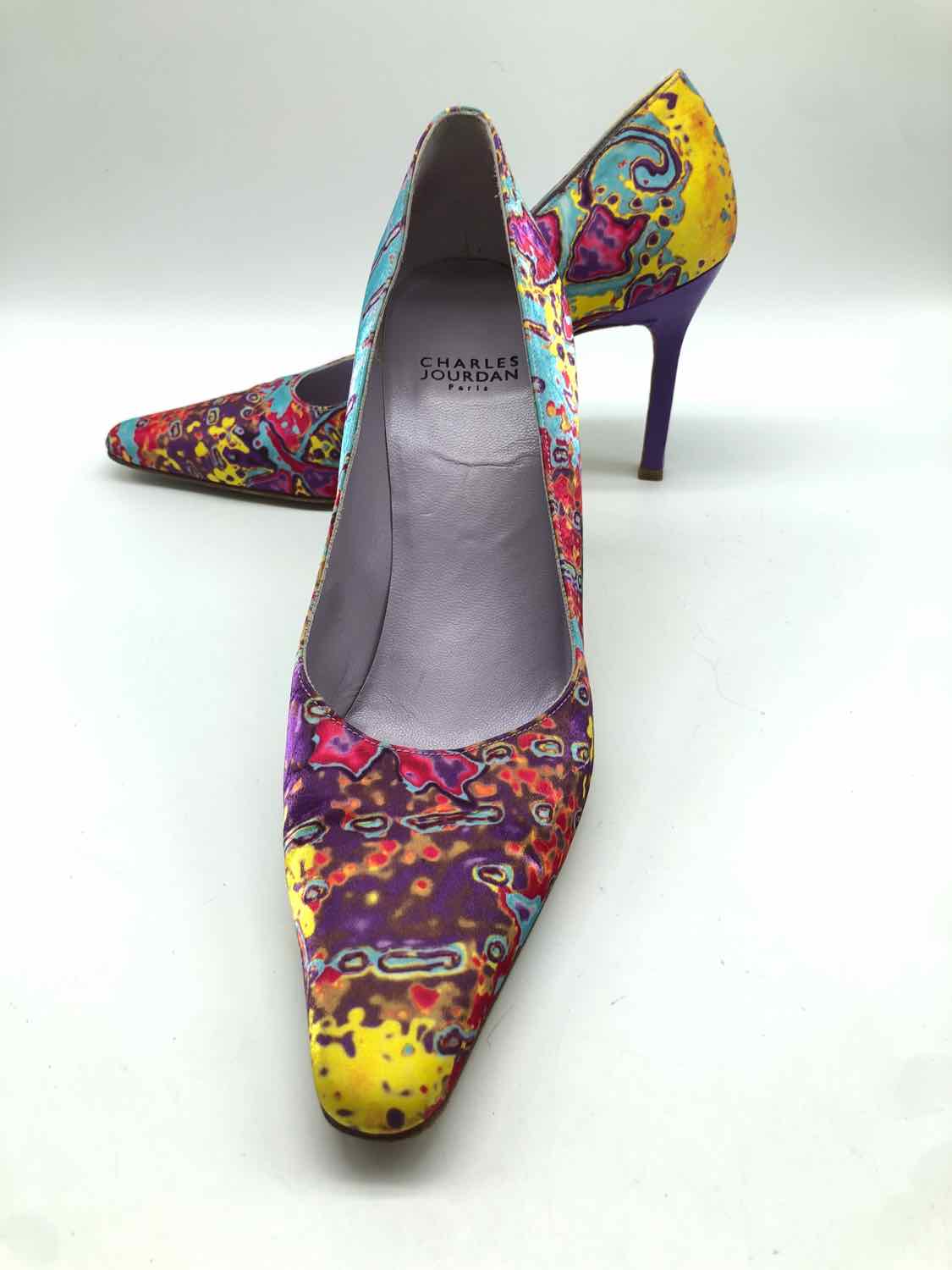 Charles Jourdan Purple Size 9 Printed Pump Heels