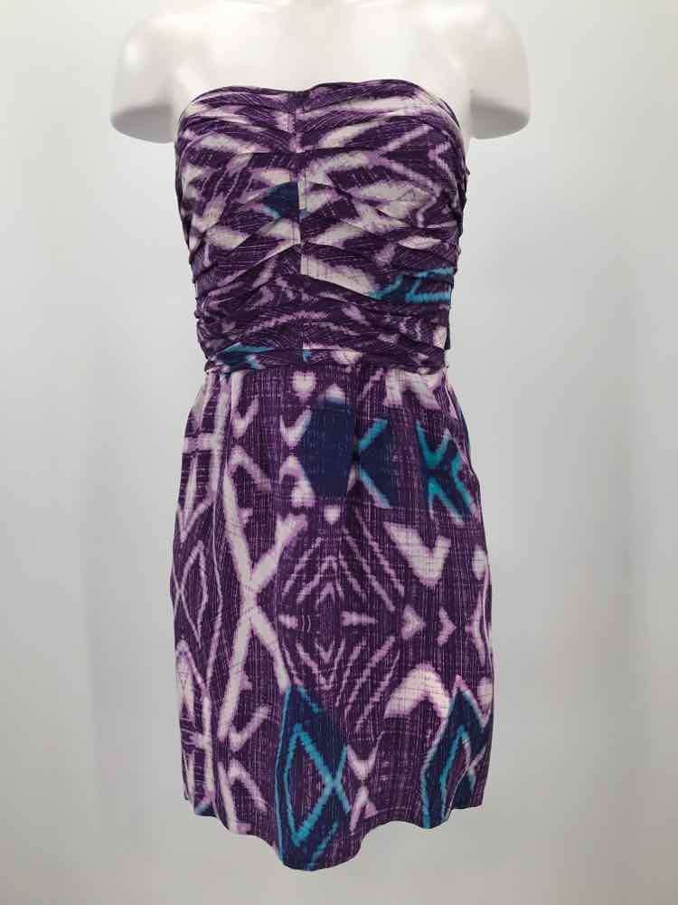 Charlie Jade Purple Size XS Printed Ruched Short Strapless Dress