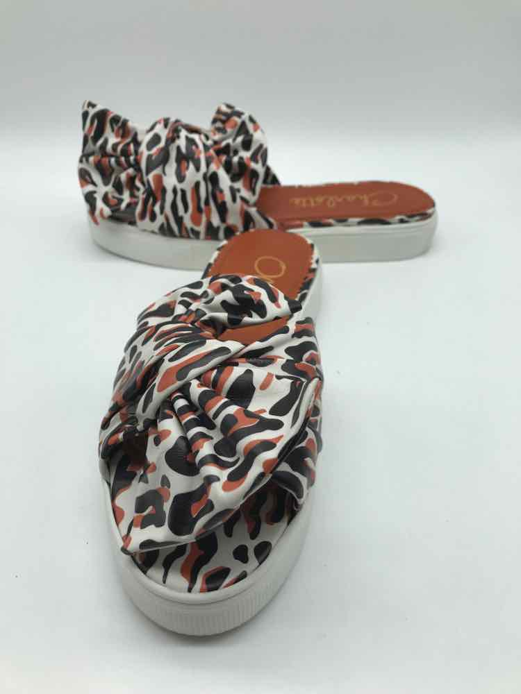 Charlotte Olympia Orange Size 8.5 Animal Print Bow Tie Slide Sandal