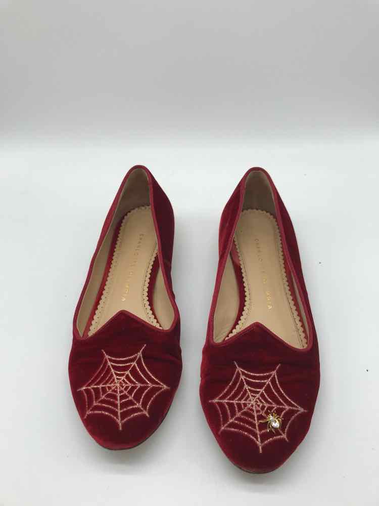 Charlotte Olympia Red Size 9 Graphic Slip On Flats