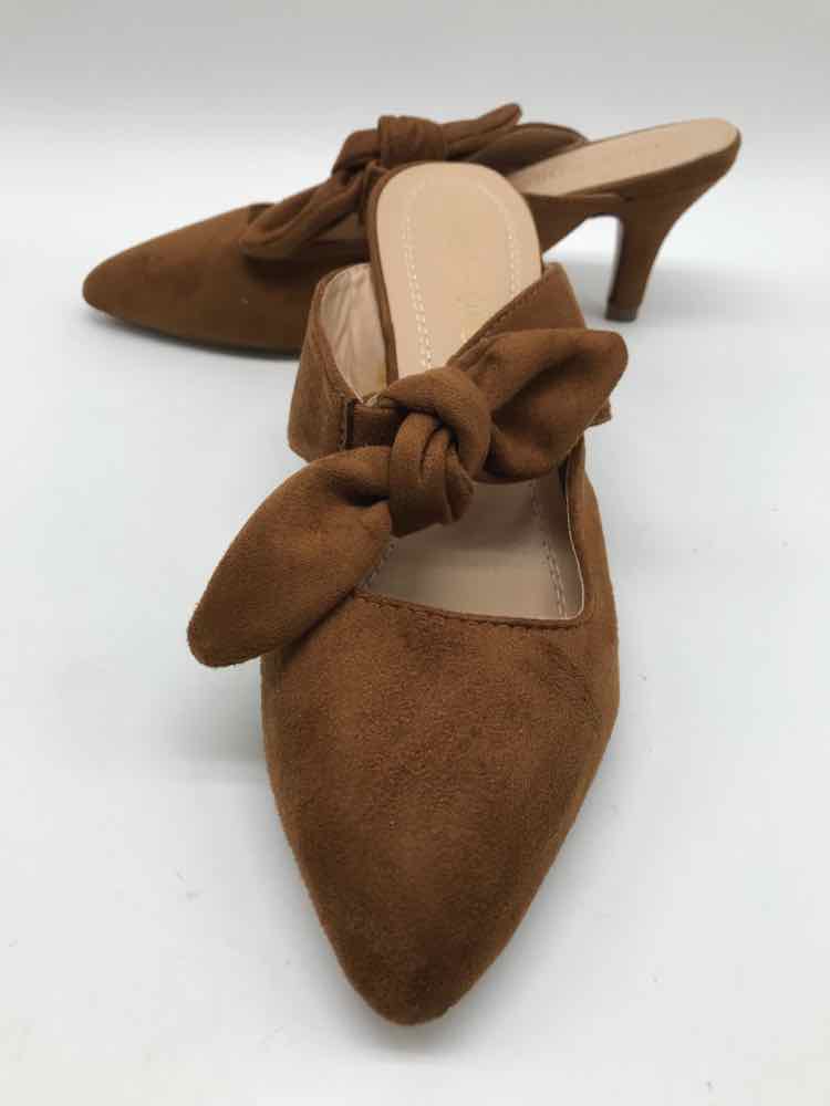 Chase + Chloe Brown Size 5.5 Bow Tie Mule Heels