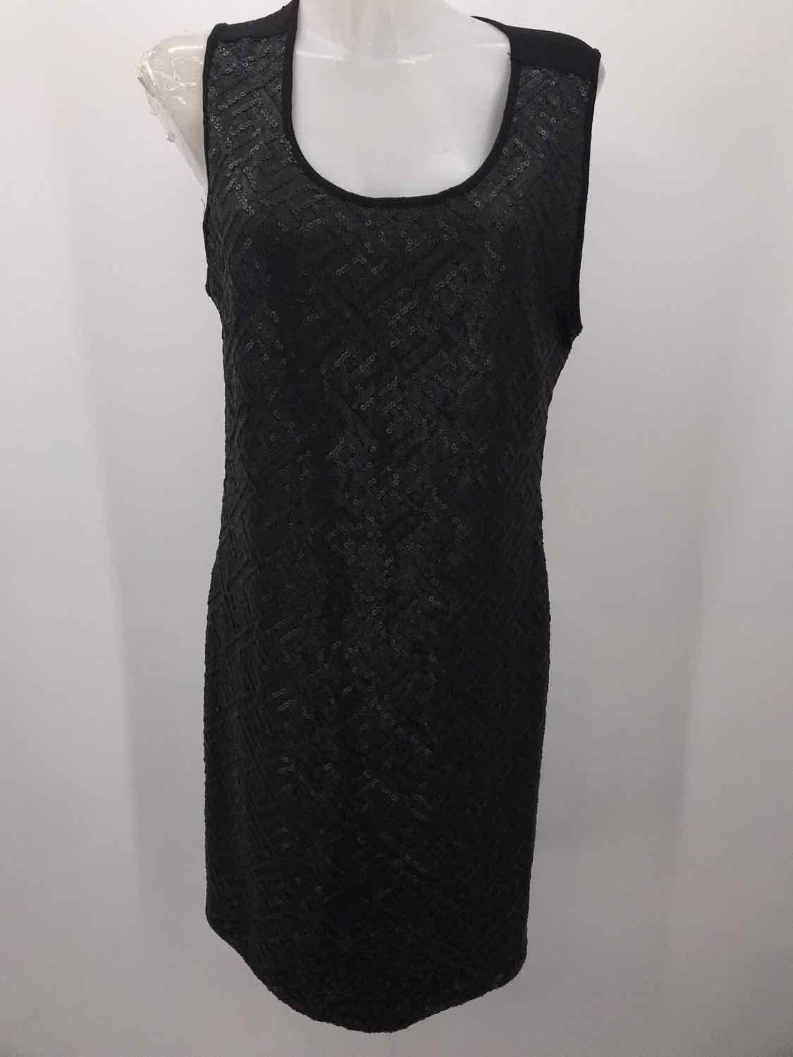 Chelsea & Violet Black Size Large Sequin Knee Length Sleeveless Dress