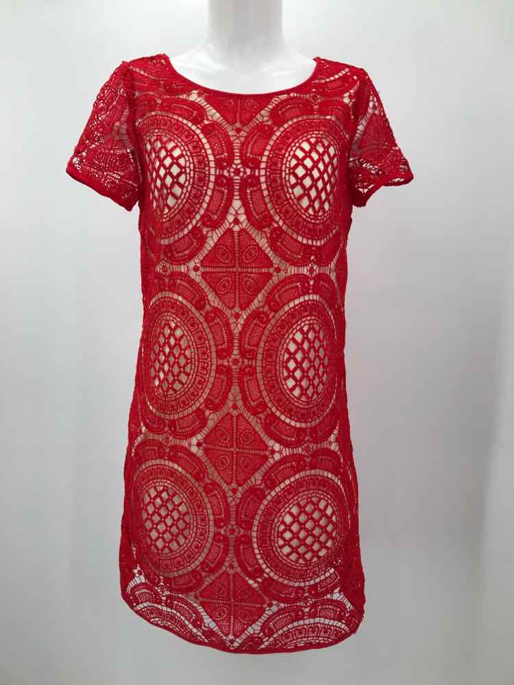 Chelsea & Violet Red Size XS Overlay Short Short Sleeve Dress