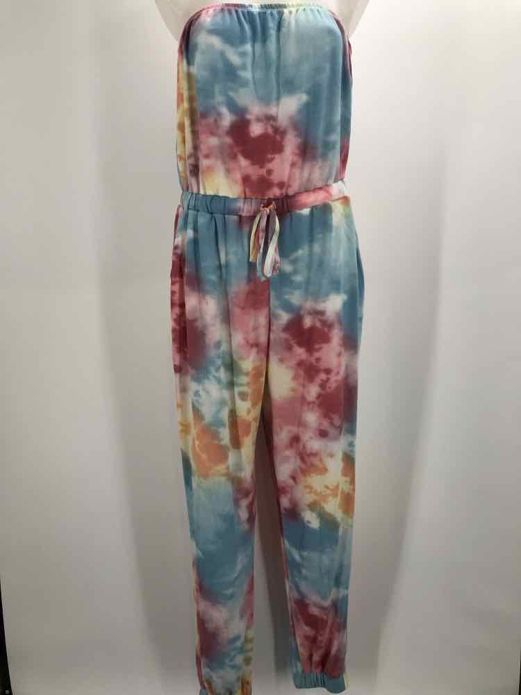 Cherish Pink Size Large Tie Dye Strapless Jumpsuit