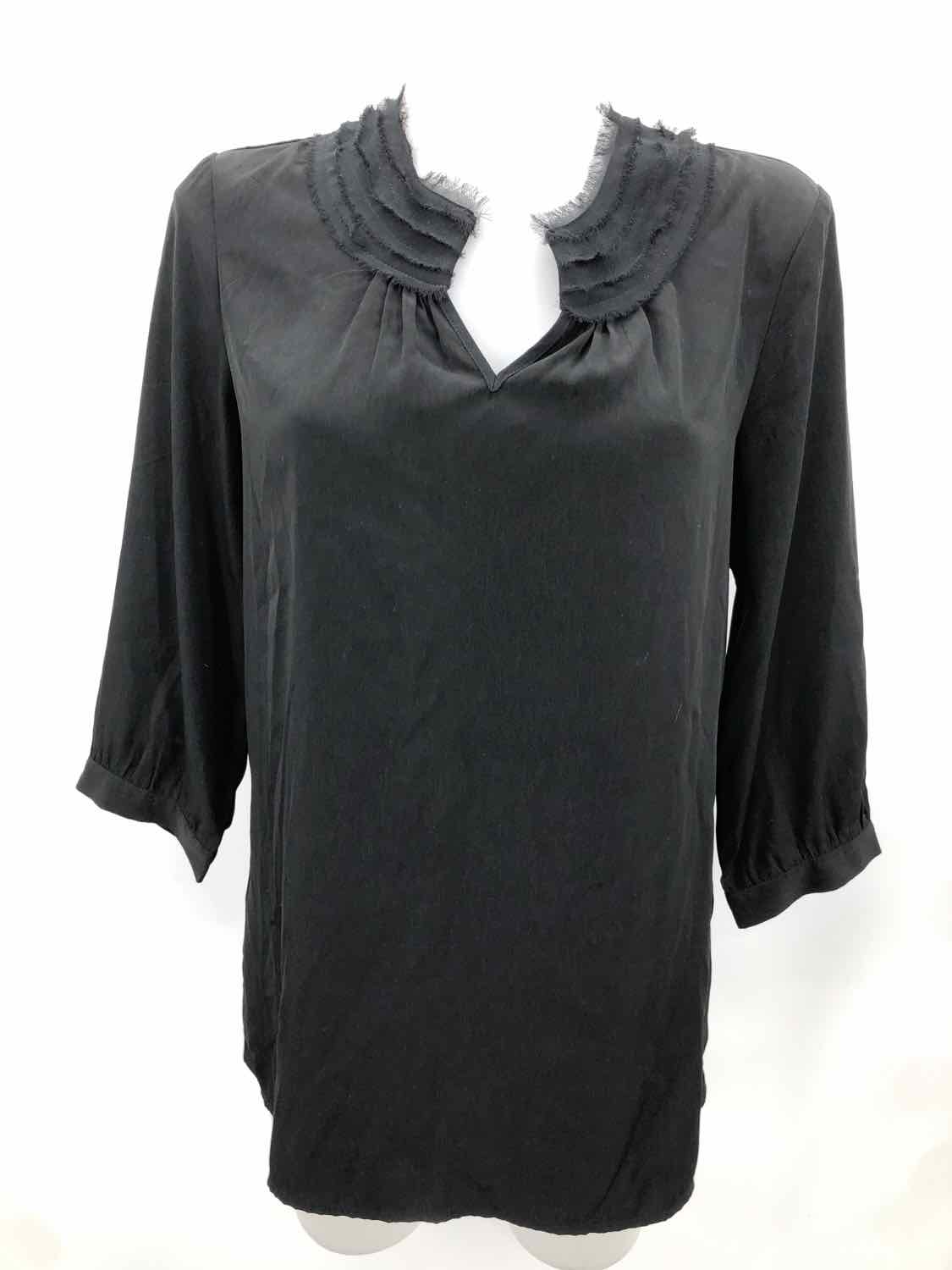 Chico's Black Size Small Fringe Long Sleeve Blouse