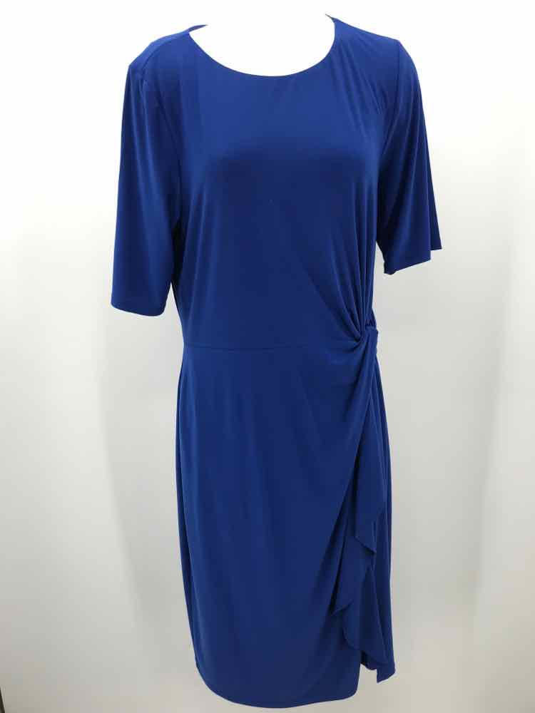 Chico's Blue Size Large Knotted Midi Short Sleeve Dress