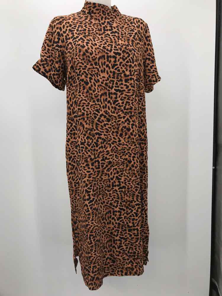 Chico's Brown Size 10 Viscose Animal Print Long Maxi Dress