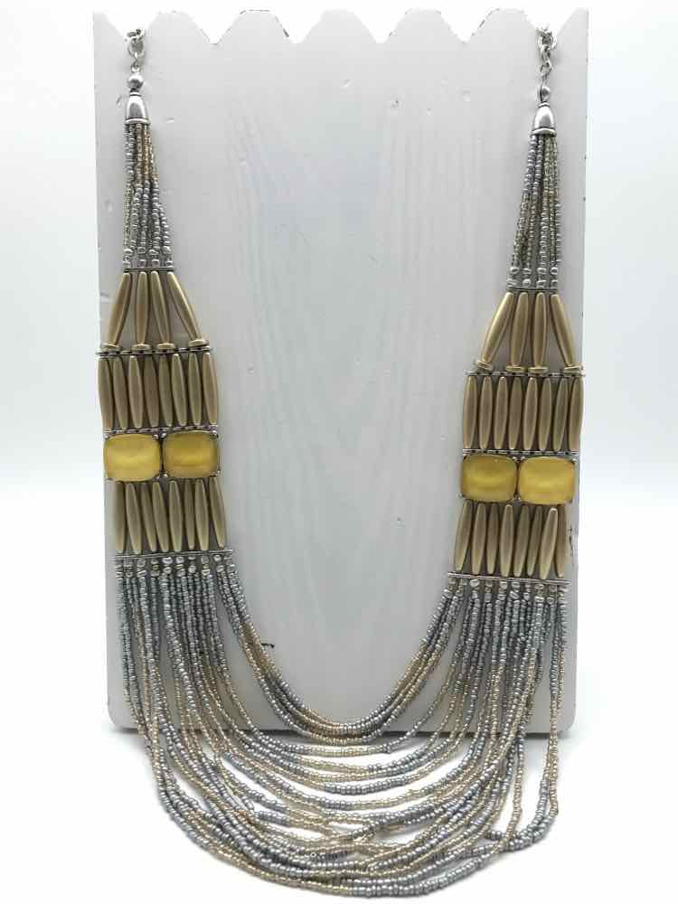 Chico's Silver Bibbed Statement Necklace