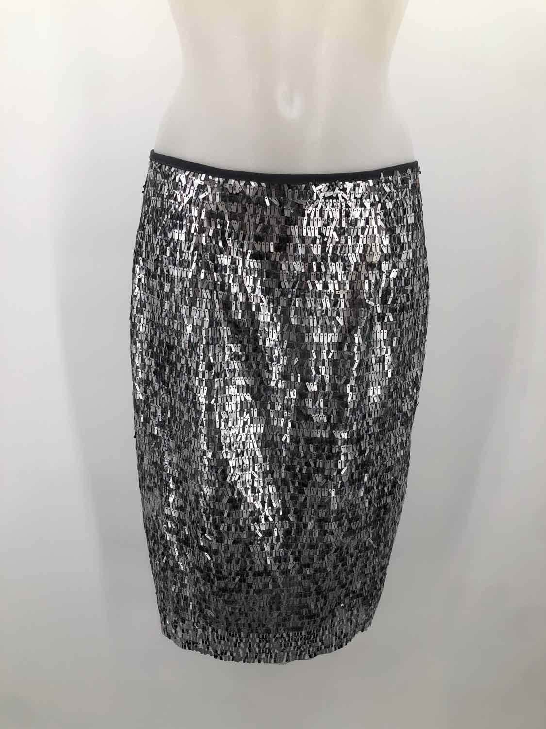 Chico's Silver Size 0 Metallic Pencil Skirt