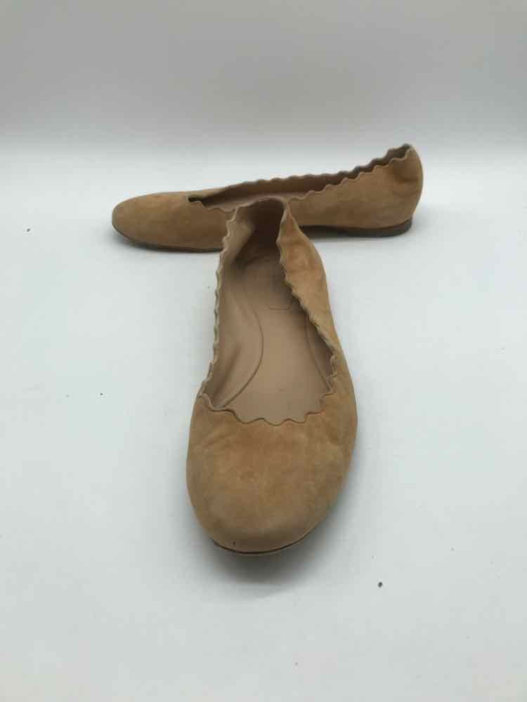 Chloe Tan Size 6.5 Ruffle Ballet Ballet Flat