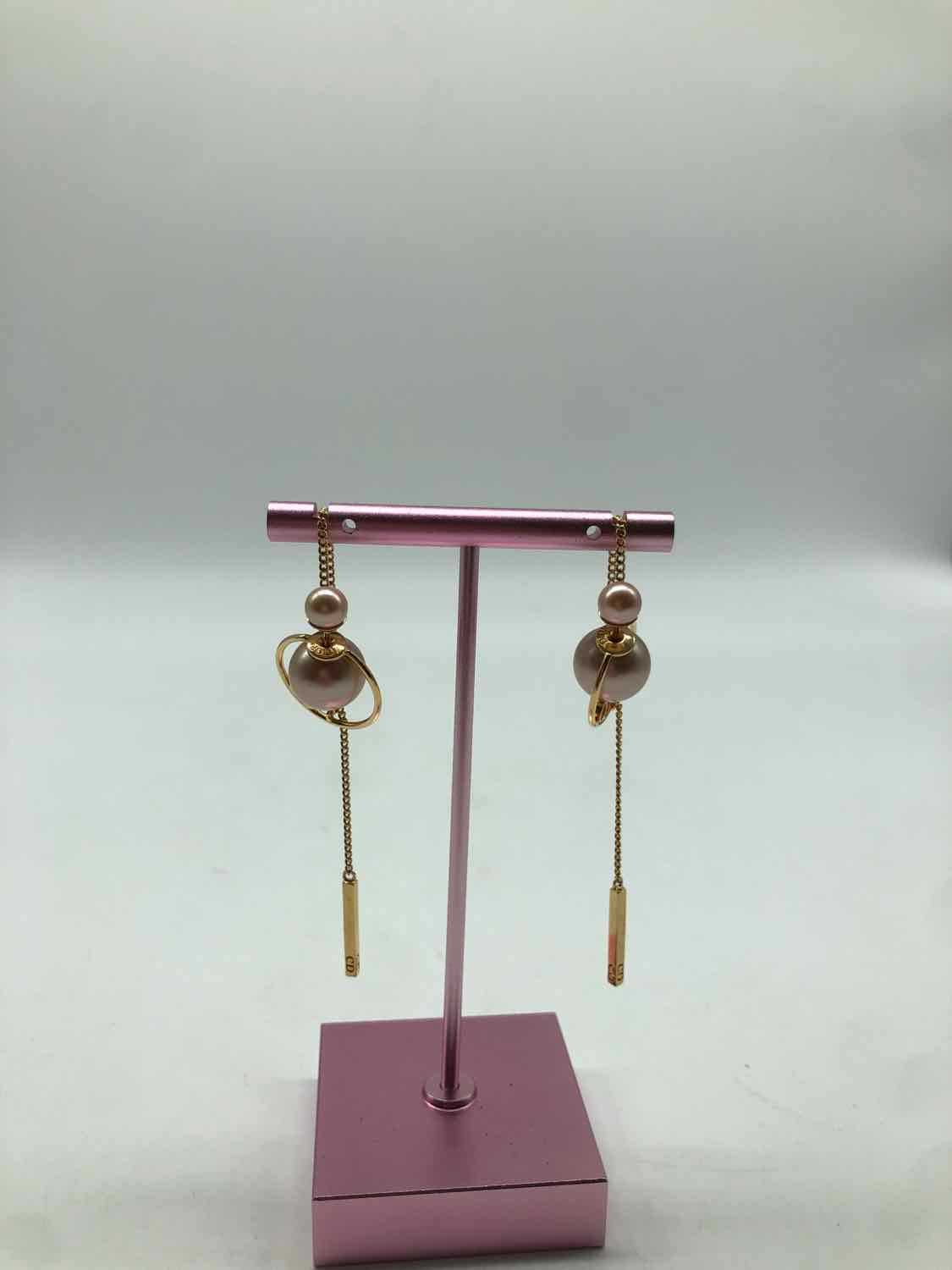 Christian Dior Pink Faux Pearl Drop Earrings