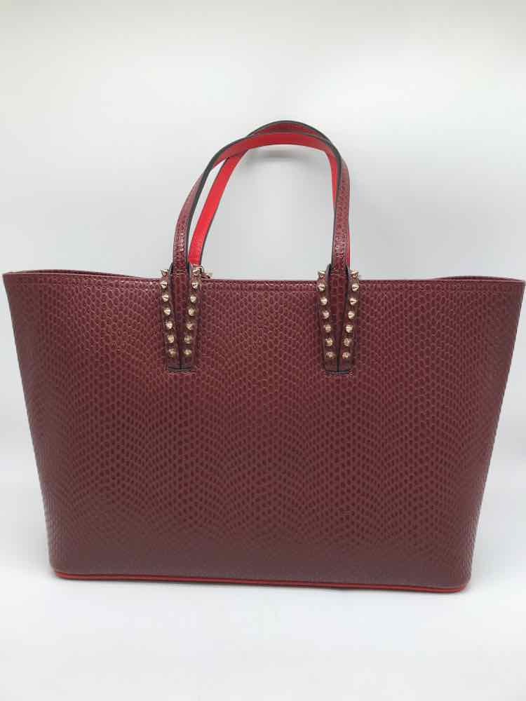 Christian Louboutin Red Studded Textured Tote Bag