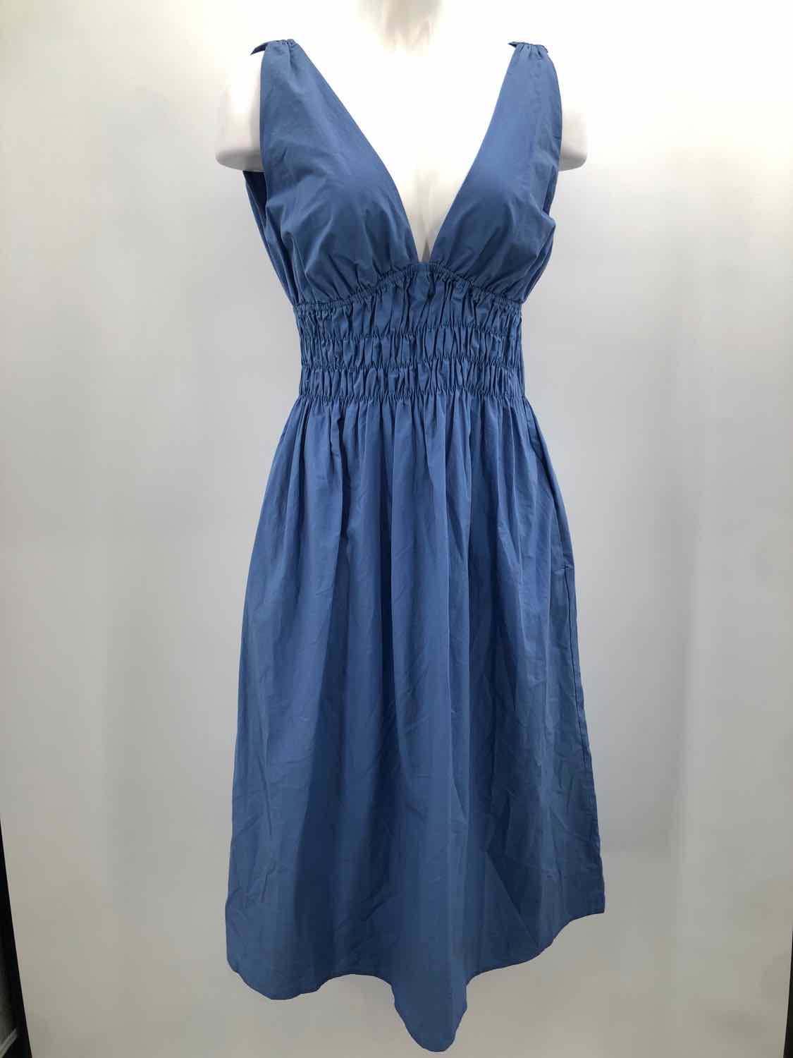 Ciao Lucia Blue Size XS Ruched Knee Length Plunge Sleeveless Dress