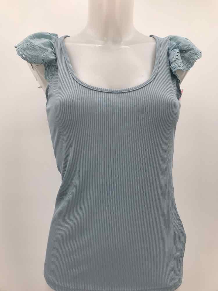 Cinnie Blue Size Medium Ribbed Sleeveless Top