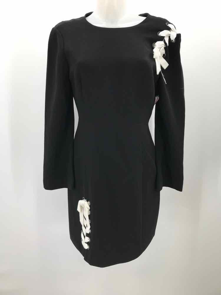 Cinq a Sept Black Size 6 Lace Up Long Sleeve Blouse