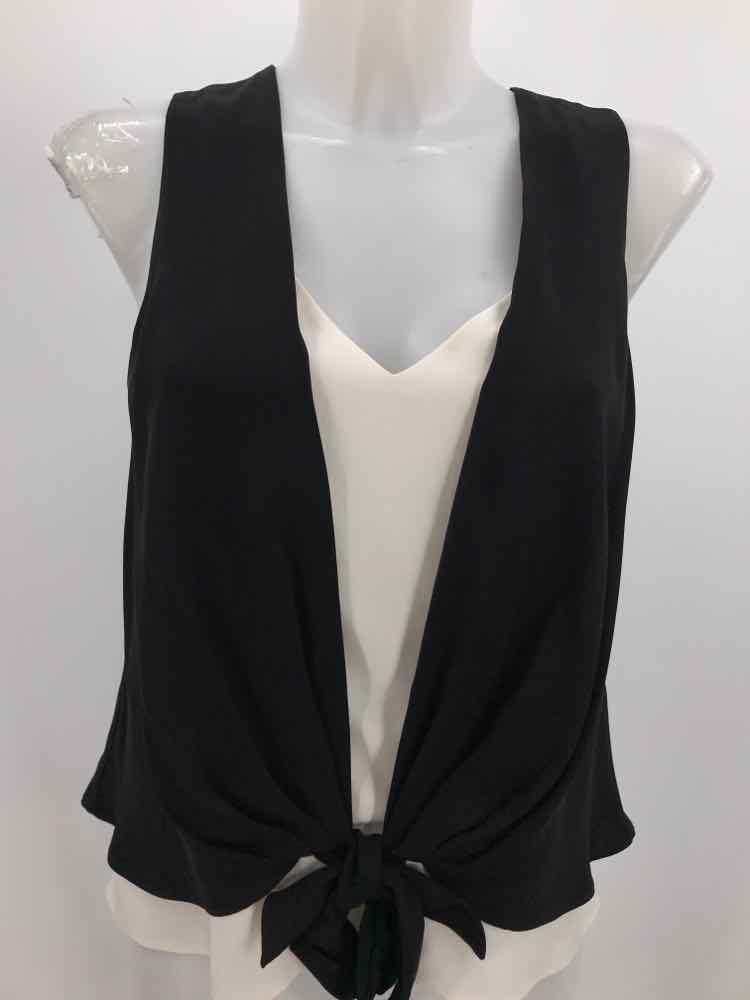 Cinq a Sept Black Size XS Colorblock Tie Front Tank Top