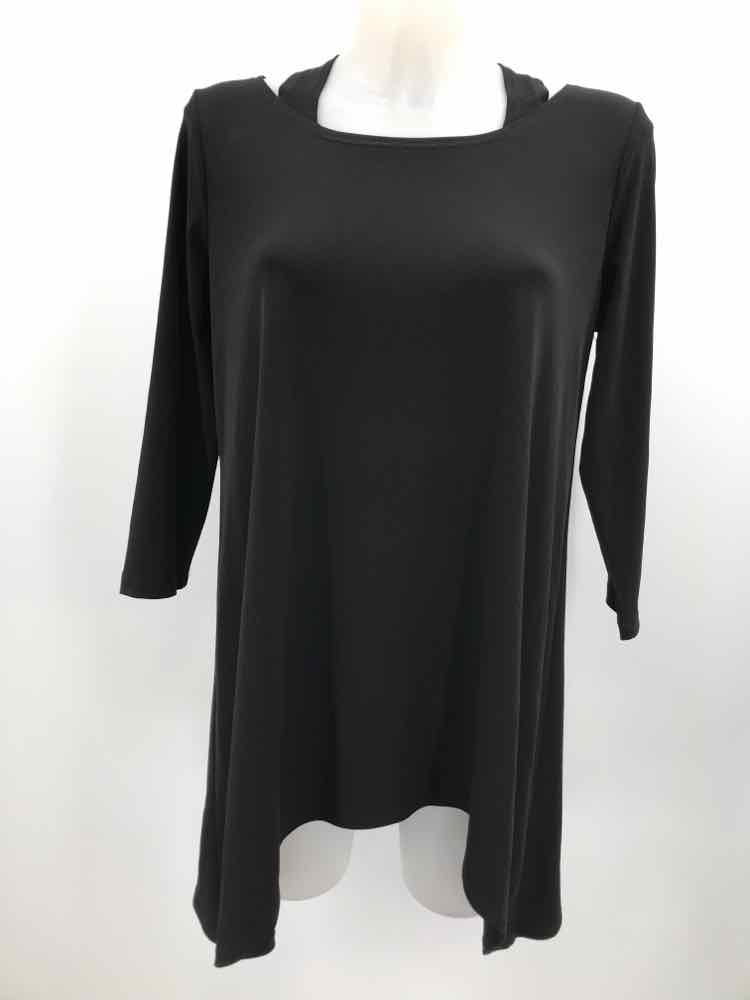 Clara Sun Woo Black Size Medium Open Shoulder Long Sleeve Blouse