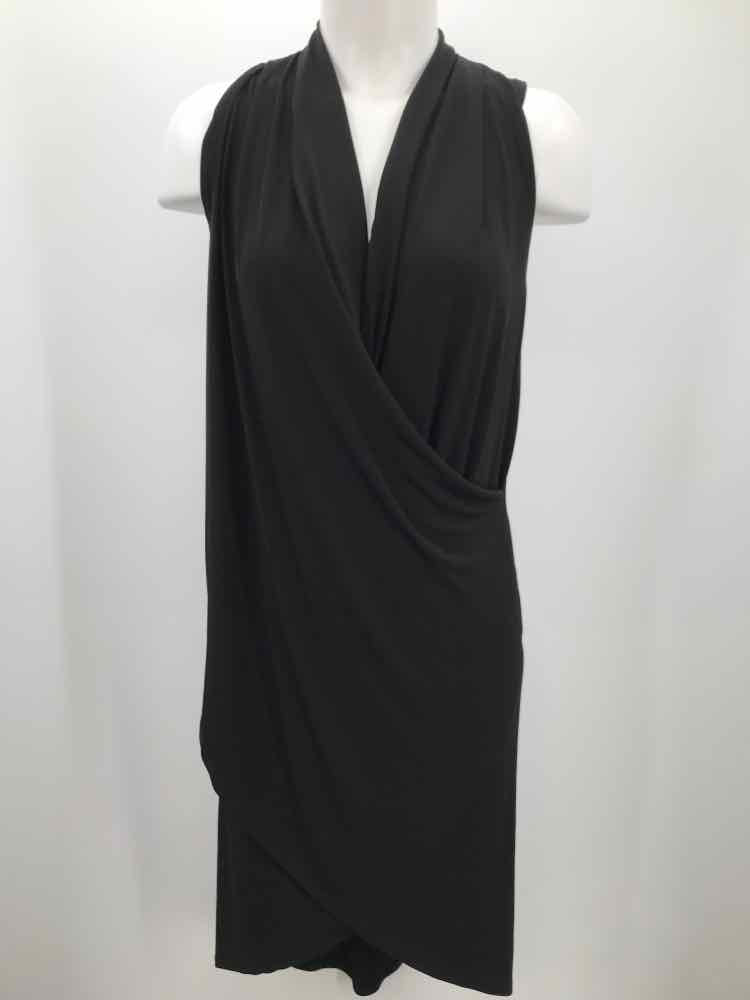 Clara Sun Woo Black Size XS Draped Midi Sleeveless Dress