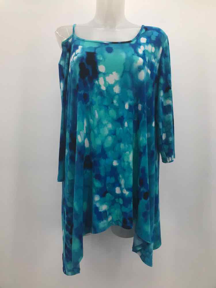 Clara Sun Woo Blue Size XL Printed Long Sleeve Blouse