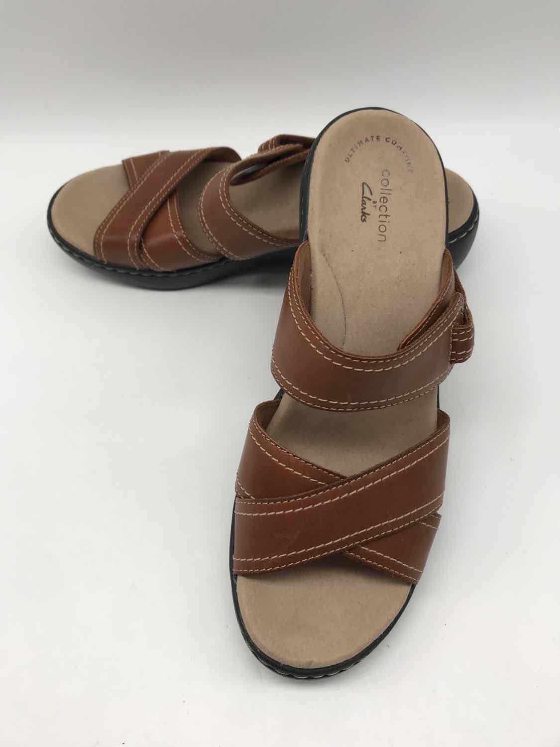 Clarks Brown Size 7.5 Slide Sandals