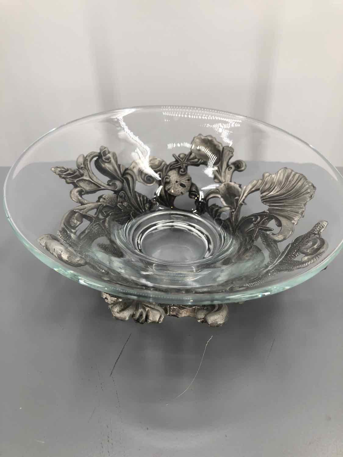 Clear Metal And Glass Coastal Bowl