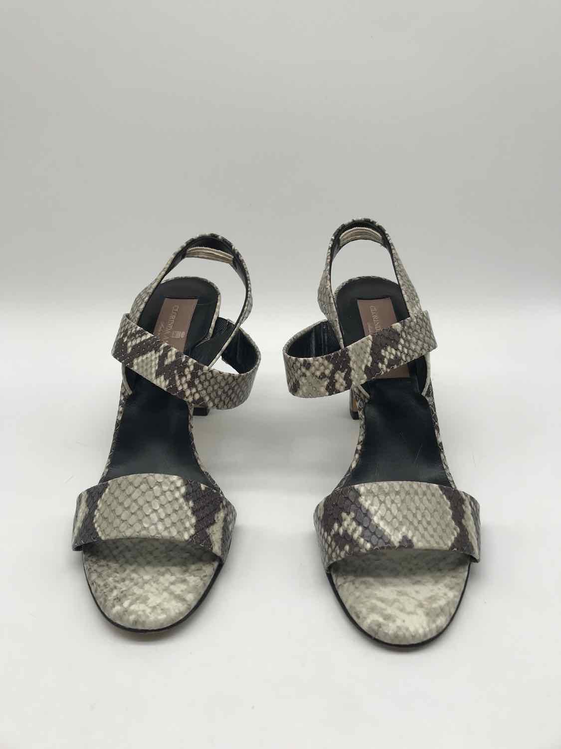 Clorinda Antinori Grey Size 6 Snake Grain Strappy Leather Ankle Strap Heel