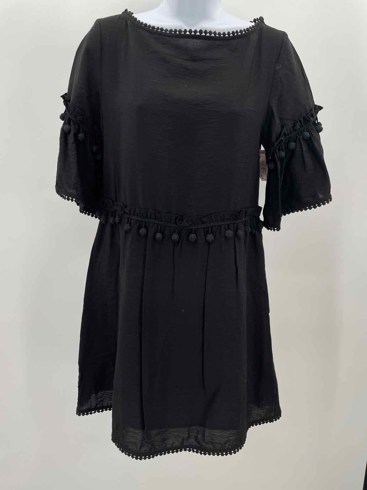 Club Monaco Black Size XS Pom Pom Short Short Sleeve Dress