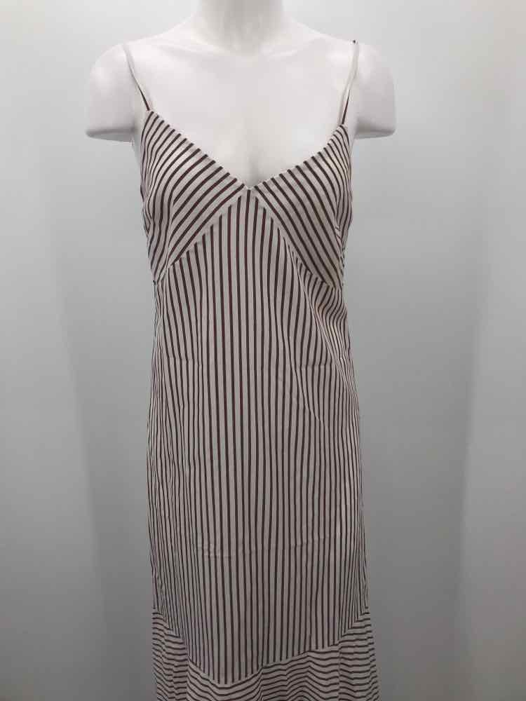 Club Monaco White Size 0 Stripe Midi Sleeveless Dress