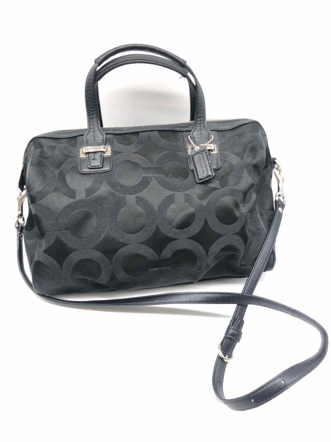 Coach Black Monogram Shoulder Bag Fabric Shoulder Bag