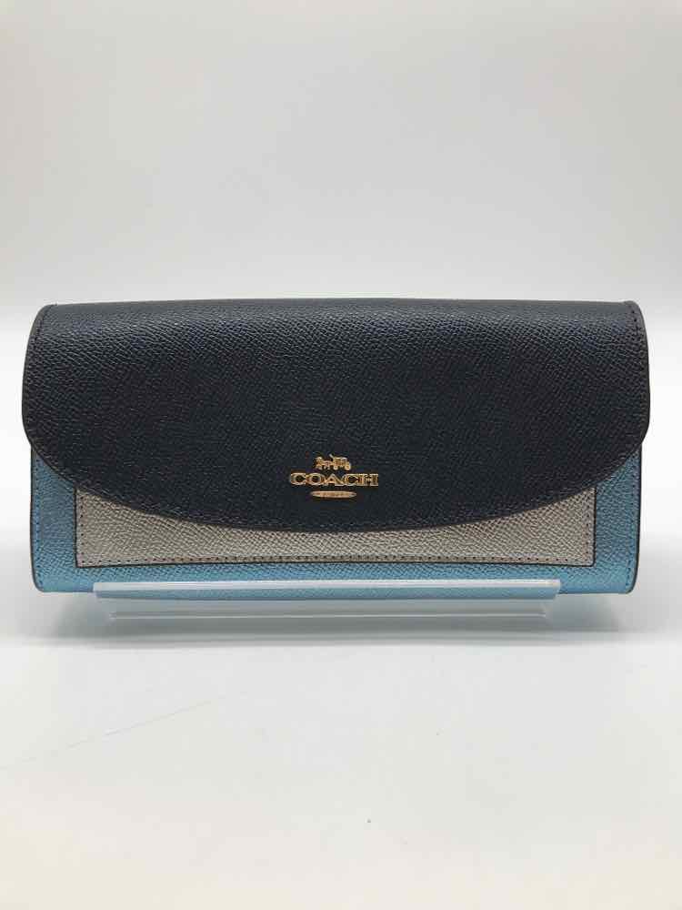 Coach Blue Colorblock Wallet Clasp Wallet