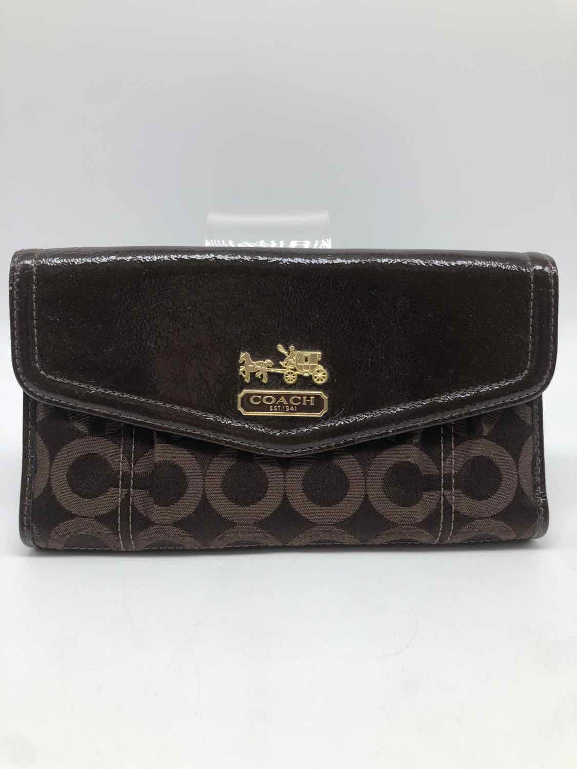 Coach Brown Monogram Wallet Clasp Wallet