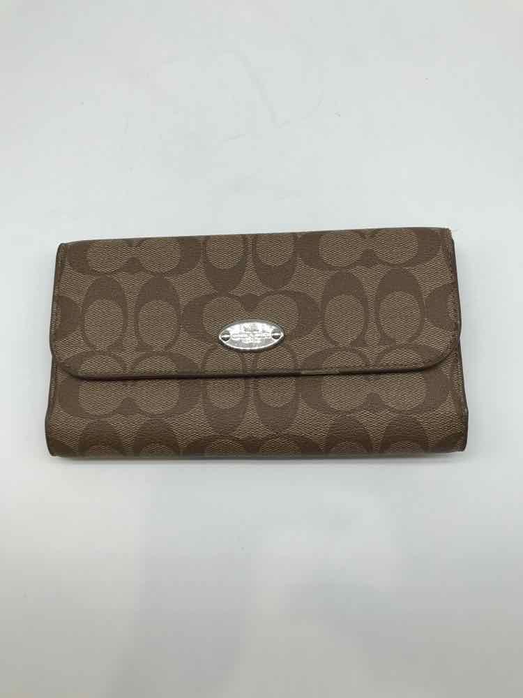 Coach Brown Monogram Wallet Clasp Wallet