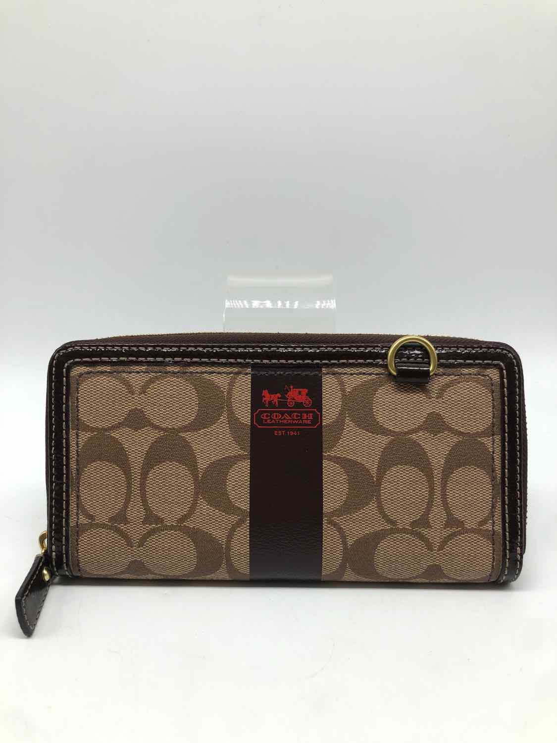 Coach Brown Monogram Wallet Zippered Wallet