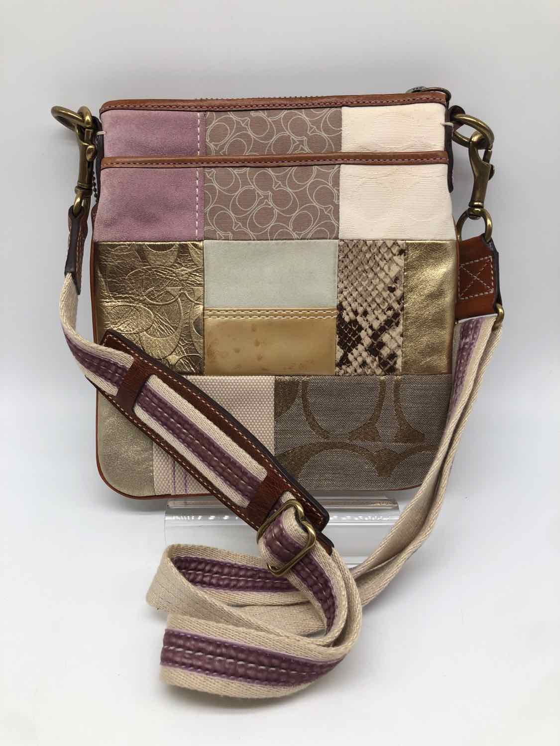 Coach Gold Patchwork Crossbody Fabric Crossbody