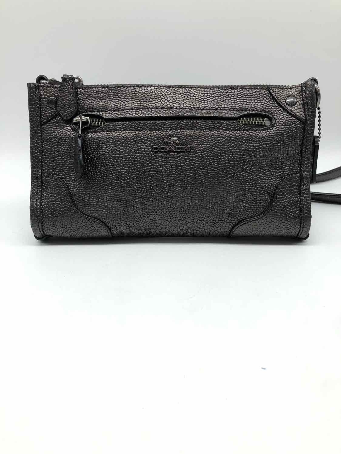 Coach Grey Snake Grain Chain Link Crossbody