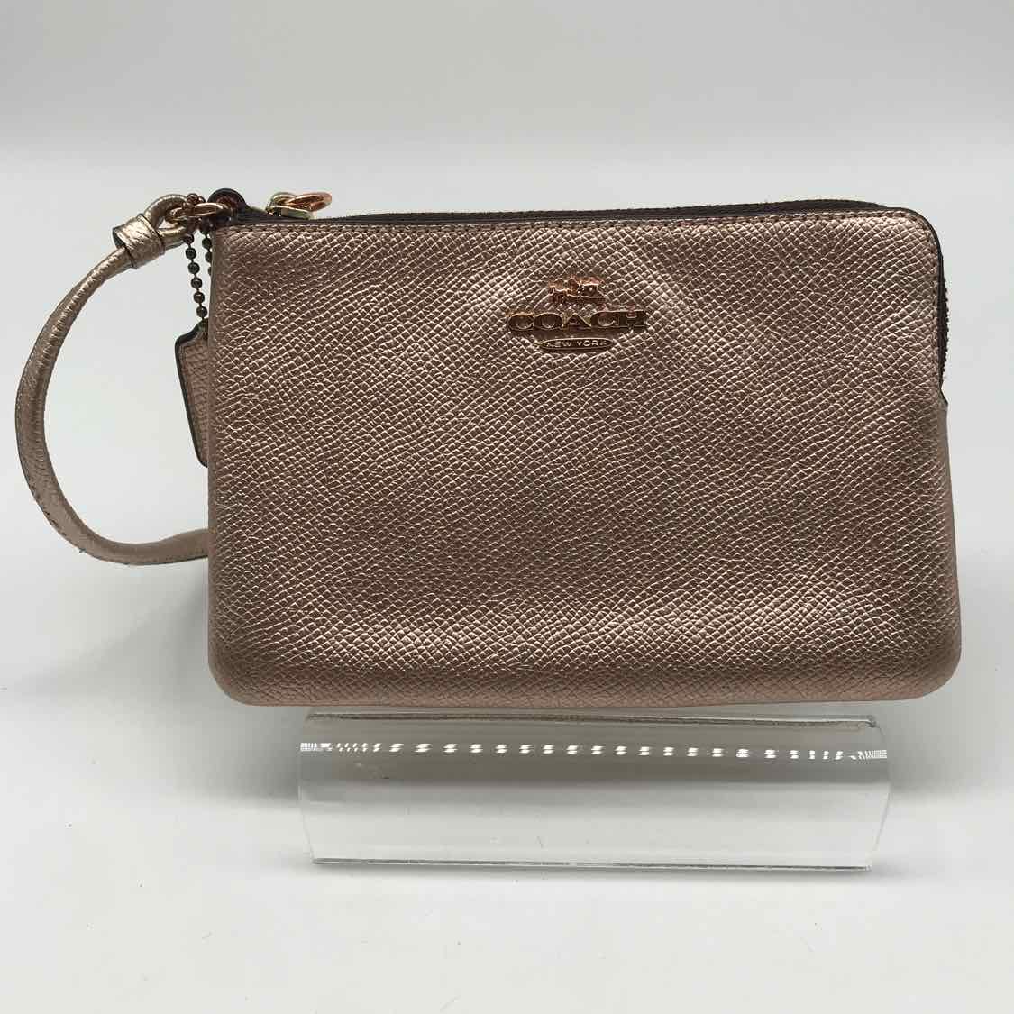 Coach Pink Pebbled Metallic Wristlet