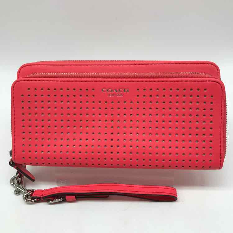 Coach Pink Perforated Wallet Zippered Wallet