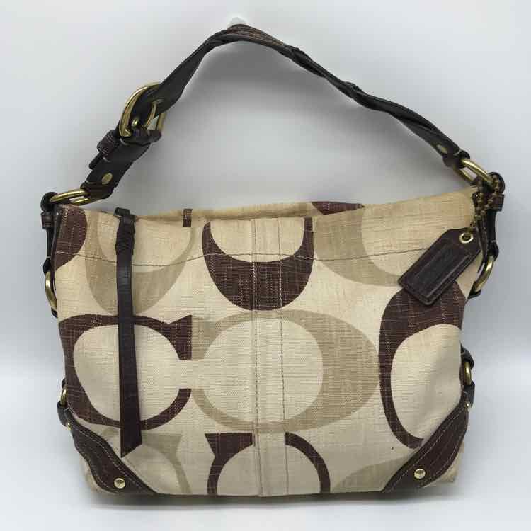 Coach Tan Monogram Hobo Bag Fabric Hobo