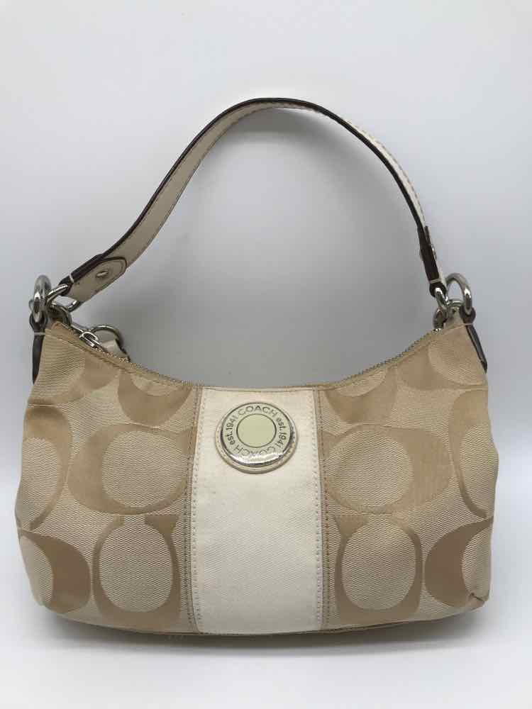 Coach Tan Monogram Shoulder Fabric Shoulder Bag