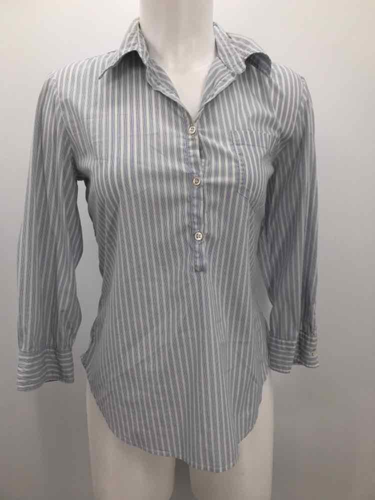 Coast Blue Size 8 Stripe Long Sleeve Blouse