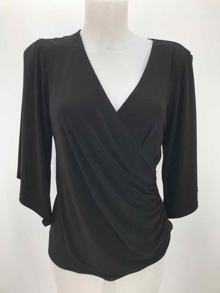 Coco Bianco Black Size Medium Rouche Long Sleeve Blouse