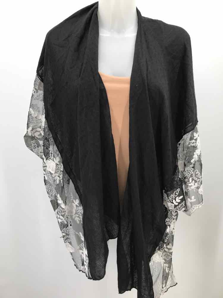 Coco + Carmen Black Embroidered Shawl