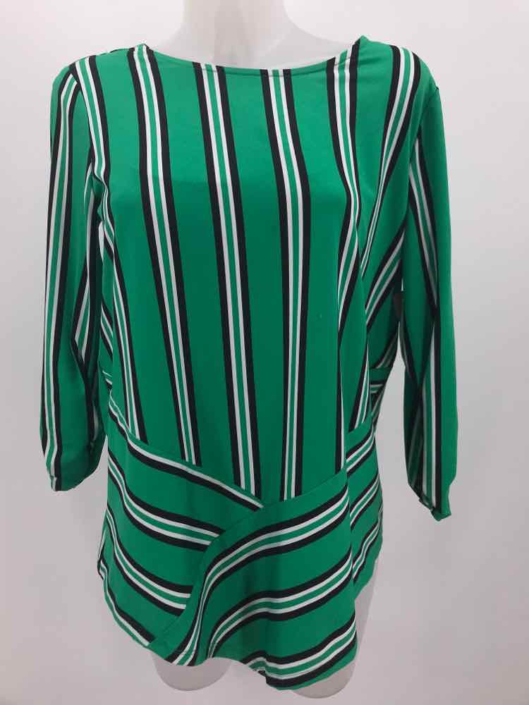 Cocomo Green Size Medium Stripe Long Sleeve Blouse